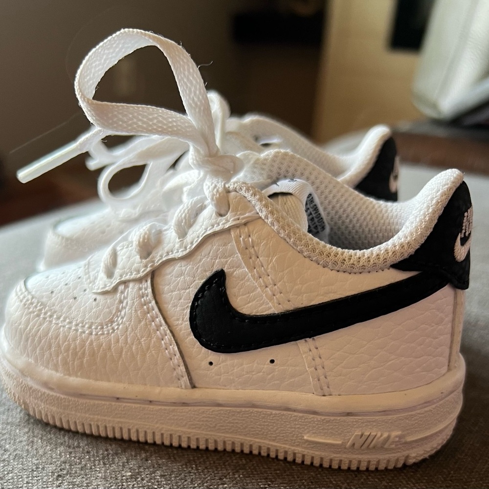 Kids White and Black Nike Air Force 1